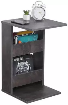 Ricoo WM042 Beistelltisch C-Form Holz Betonoptik Grau 35x60x40cm (WM042-BG)