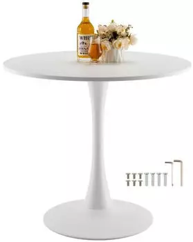 VEVOR Runder Esstisch Holz Wei&szlig; Tulpenfu&szlig; &Oslash;80cm (White Round Dining Table)