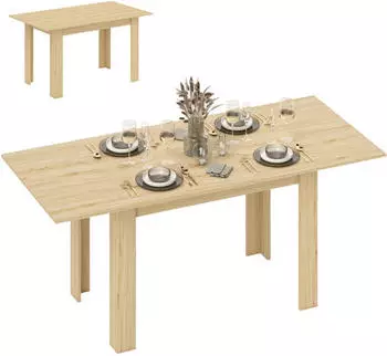 HomCom Ausziehbarer Esstisch rechteckig 140-180x80cm Naturholzoptik (83A-280V02ND)