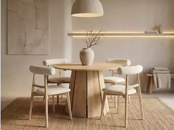 WFL GROUP Lunda Esstisch rund ausziehbar 100-180cm, Buche Hellbraun (48780704-10)