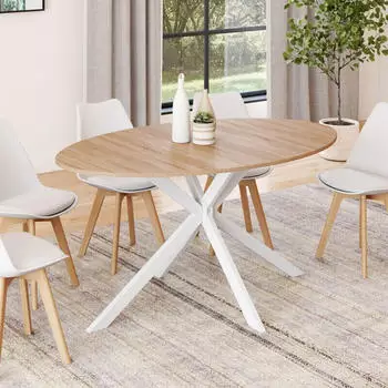 IDMarket Alix Ovaler Esstisch 8 Personen Spinnenbein Holz & Weiß 150cm (12921)
