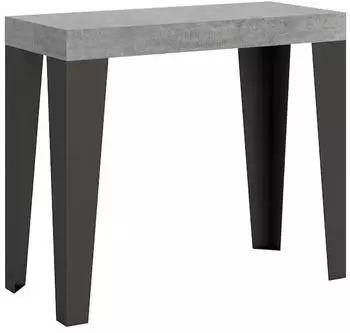 Itamoby Flame Premium Ausziehbare Konsole 90x40/300cm, Zement, Anthrazitrahmen