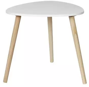 Home deco factory Shelly Beistelltisch Dreieckige Platte, Wei&szlig;, Holzbeine (HD0496)