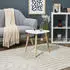 Home deco factory Shelly Beistelltisch Dreieckige Platte, Weiß, Holzbeine (HD0496)
