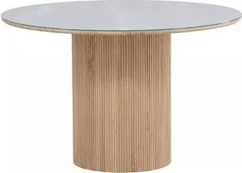 Venture Home Härön Runder Esstisch, Glas, Weiß & Natur, Ø120cm