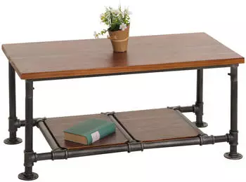 MCW Couchtisch MCW-N27 Industrial Massivholz Metall 48x100x50cm, braun (93517)