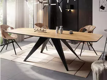 WFL GROUP Foster Esstisch ausziehbar 160&ndash;200cm, Craft Eiche, schwarze Metallbeine