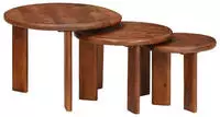 vidaXL Nesting-Couchtische 3 pcs Honigbraun Massivholz Mango