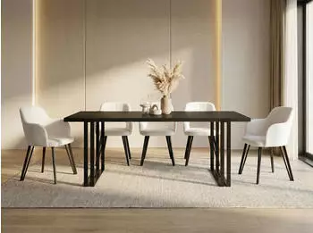 WFL GROUP Marco Esstisch ausziehbar Loft-Stil schwarze Metallbeine 140&ndash;240cm