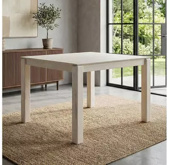 Finebuy Esstisch Massivholz Mango 80x80cm quadratisch White Wash (FB115623)