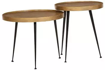 vidaXL Couchtisch 2-tlg. Holzwerkstoff Golden (373637)