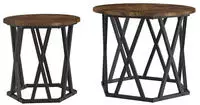 vidaXL Beistelltisch 2 pcs Ger&auml;ucherte Eiche Ingenieure Holz und Stahl