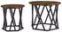 vidaXL Beistelltisch 2er-Set Holz und Stahl, geräucherte Eiche (868245)