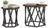 vidaXL Beistelltisch 2er-Set Holz und Stahl, geräucherte Eiche (868245)