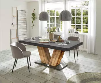 M&auml;usbacher Komfort 2.0 Esstisch ausziehbar Graphit/Plankeneiche 160x76x90cm