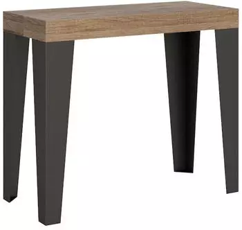 Itamoby Flame Ausziehbarer Konsolentisch 90x40/300cm Eiche Natur Anthrazit Rahmen (VE300COFLMFOL-QN-AN)
