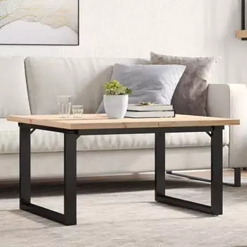 vidaXL Couchtisch O-Gestell 90x90x45,5cm Massivholz Kiefer & Stahl (3282731)