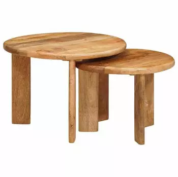 vidaXL Nesting-Couchtische 2-tlg. Braun Massives Mangoholz