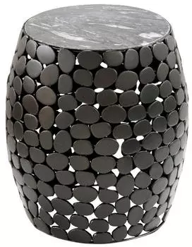 Wohnling Beistelltisch rund Aluminium schwarz & Marmor Tischplatte, &Oslash;40cm (WL7.361)