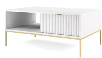 Selsey Vellore Couchtisch mit Schublade, Wei&szlig; mit goldenem Metallgestell, 104cm