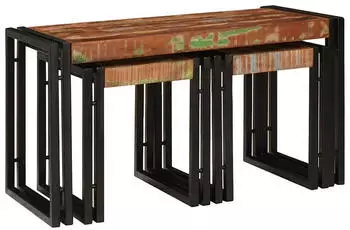 vidaXL Nestingtisch 3-tlg. Recyclingholz und Metall