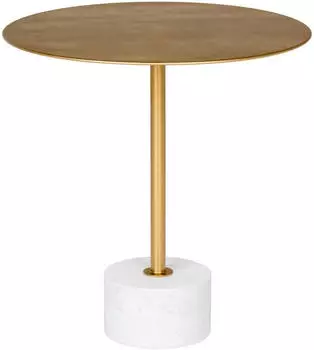 House Nordic Lecco Beistelltisch Marmor Platte, Messing Gestell, rund (Lecco)