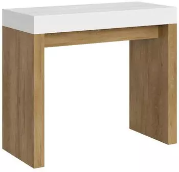 Itamoby Roxell Mix Ausziehbarer Konsolentisch 90x40/300cm Esche Weiß / Eiche Natur (VECOROXELL300-BQ)