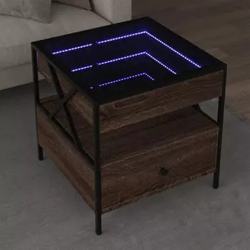 vidaXL Couchtisch mit Infinity-LED, Sonoma-Eiche, 40x40x51cm