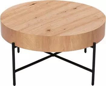 Stolkom Antonia Couchtisch rund &Oslash;80x42cm, Eiche Artisan, Metallgestell schwarz matt (18465419-0)