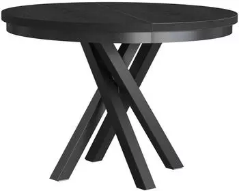 Beautysofa Kris Esstisch rund ausziehbar &Oslash;100&ndash;140cm Metallbeine, Schwarz