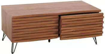 MCW MCW-M49 Couchtisch 2 Schubladen MDF/Metall 110x46x55cm Walnuss-Optik (93448)