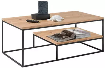 moebel-dich-auf THORE 2 Couchtisch Eiche massiv, Metallgestell, 110x42x60cm (VKE.8394007)