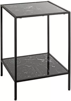 HAKU Beistelltisch Metall, Marmoroptik, schwarz, 40x60x40cm (59548)