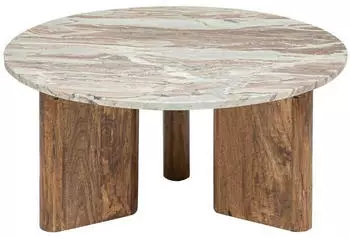 Atmosphera Coppa Couchtisch Mangoholz & Marmor, Ø91cm