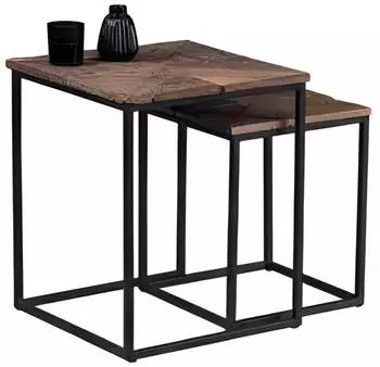 M2 Kollektion Alabama 2-Satztisch recyceltes Massivholz/Metall, Braun/Schwarz (221903)