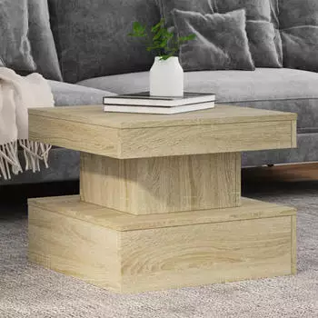 vidaXL Couchtisch mit LED-Beleuchtung Sonoma-Eiche 50x50x40cm (839842)