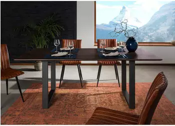 Massivmoebel24 Swiss Edge Esstisch Akazie Massivholz 220x100cm U-Beine (09-112-825-6141)