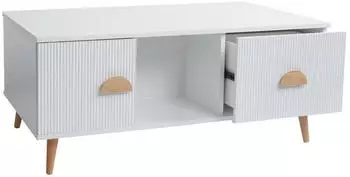 MCW Couchtisch N89 3D-Design Melamin Holz, 100x43x60cm, wei&szlig; (MCW-N89)