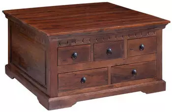 Massivmoebel24 Oxford 320 Couchtisch Akazie massiv 90x90x50cm nougat lackiert (09-200-620-0120)