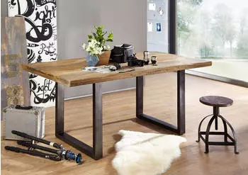 Massivmoebel24 Railway 108 Esstisch Mango Massivholz 160x90x76cm natur lackiert (09-106-818-0005)