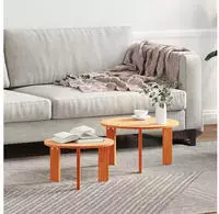 vidaXL Couchtisch 2 pcs Wachsbraun Massivholz Kiefer