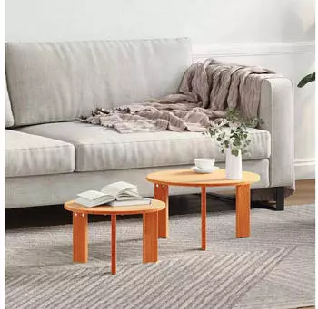 vidaXL Couchtisch 2er-Set Massivholz Kiefer Wachsbraun (873561)