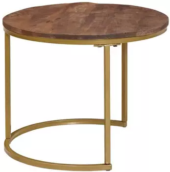 vidaXL Satztische 3er-Set, Rund, Mangoholz & Stahl, &Oslash;54/40cm (Schwarz)