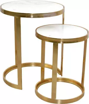 Home Affaire Beistelltisch-Set 2-teilig, Marmorplatte, goldfarben