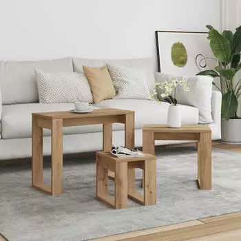 vidaXL Satztische 3er-Set Holzwerkstoff Artisan-Eiche (856679)
