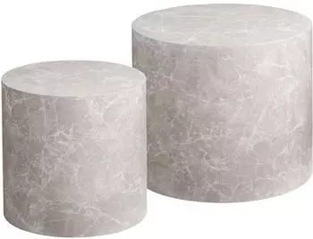 House Nordic Prague Couchtisch 2er-Set, Marmor Dekor Beige (Nuuk)