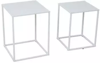 Svita THEMI Couchtisch 2er Set Metall Wei&szlig;, 35x45x35cm (800000613472)