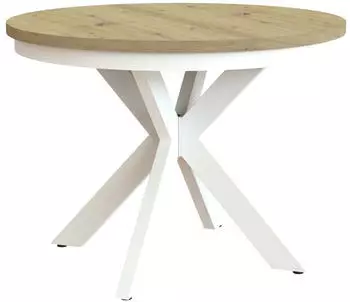 Beautysofa Bilbao Runder Esstisch ausziehbar &Oslash;100-180cm Metallbeine Eiche Artisan/Wei&szlig; (Bilbao)
