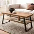 Finebuy Couchtisch Braun Fischgrät-Muster 100x40x41cm Metallgestell (FB104749)