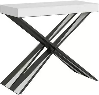 Itamoby Diago Ausziehbarer Konsolentisch 90x40/300cm Weiß Esche Anthrazit (VE090CODIA060-BF-UN-AN)